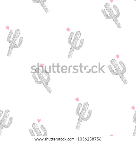 Hand drawn cactus seamless pattern and background design for printing, Graphic t shirt & Printed t shirt