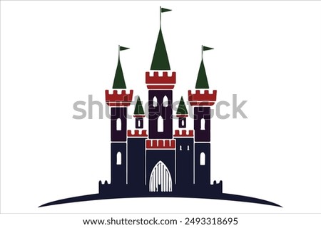 Castle icon in flat style isolated on vector white background