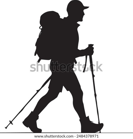 Similar – Image, Stock Photo Silhouettes of hiker at sunset