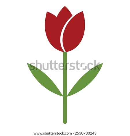 Minimalist Red Tulip Graphic flower.