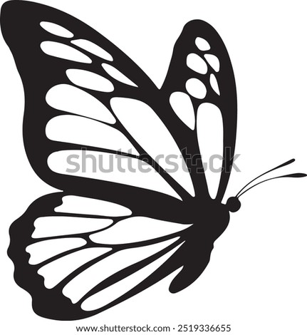 Flying butterfly silhouette logo design vector style on a white background