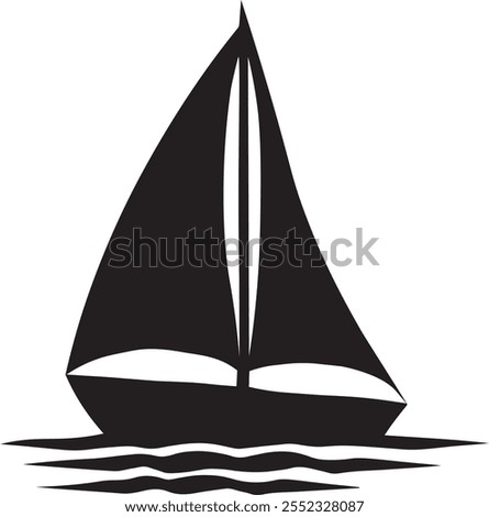 Sailboat icon design silhouette vector art illustration on a white background