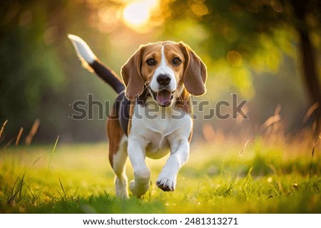 Similar – Image, Stock Photo dog Beagle on a walk on a field