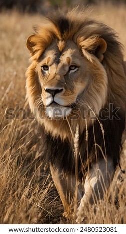 Similar – Image, Stock Photo Male lion in the wild