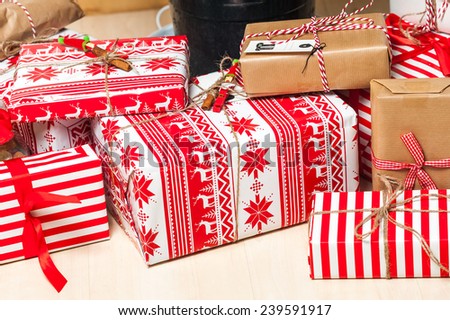 Wrapped gifts under a Christmas tree