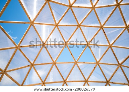 Abstract triangles windows with blue sky