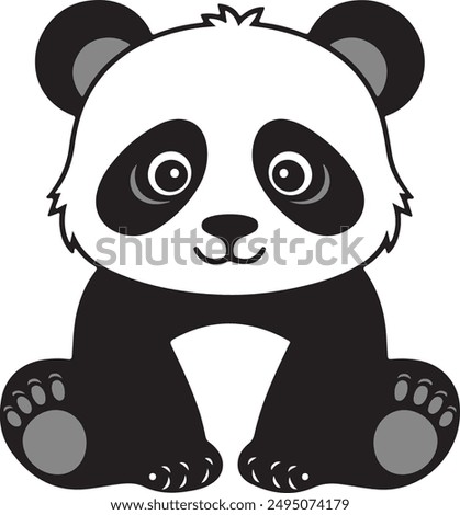 panda with a smile, shy looking