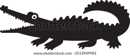 Minimalist Crocodile Silhouette Design with Defined Features, cute crocodile vector, crocodile icon