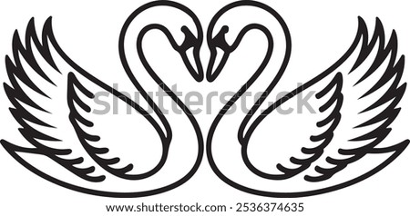 Similar – Image, Stock Photo Swans in love, forming heart, by the water.