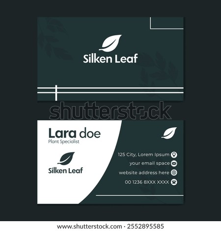 Premium Designs for Visionary Professionals business card with leaf logo 
