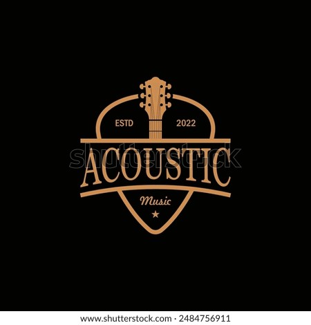 Creative of acoustic guitar music logo design template