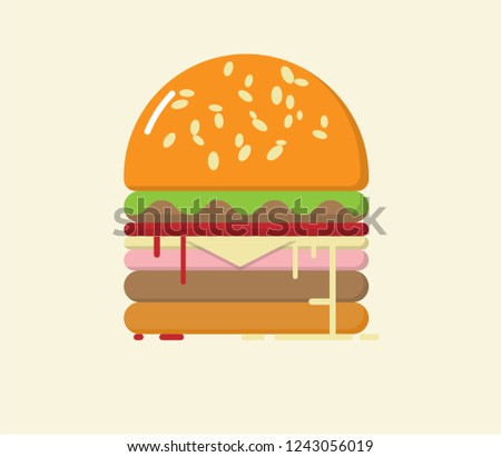 food Burger Menu.illustration of a Hamburger .