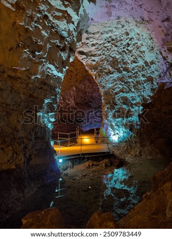 Similar – Foto Bild warm angestrahlter Felsen vor blauem Himmel