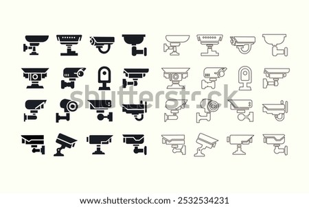 office surveillance camera, CC TV Camera, Security camera, CC camera icon set, symbol, office surveillance