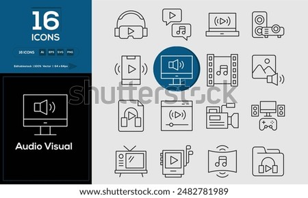 Audio Visual Set of high-quality icons that are suitable for Audio Visual. And change your next projects with minimalist icon design, perfect for websites, mobile apps, books, social media