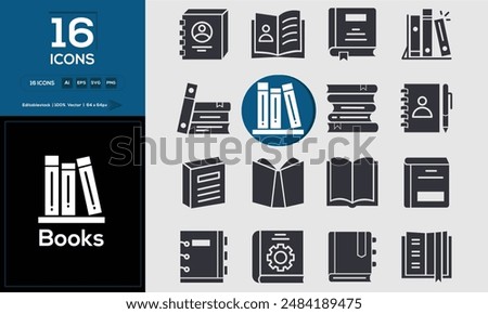 Books Set of high-quality icons that are suitable for Books. And change your next projects with minimalist icon design, perfect for websites, mobile apps, books, social media