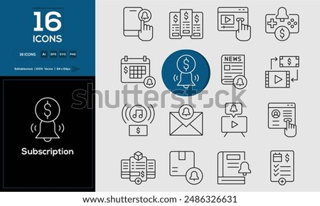 Subscription Set of high-quality icons that are suitable for Subscription. And change your next projects with minimalist icon design, perfect for websites, mobile apps, books, social media