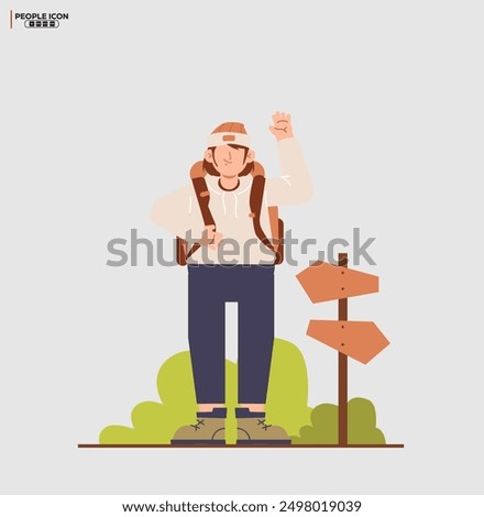 A boy stand at bus stop outline icons related to analysis, infographic, analytics. Editable stroke. Vector illustration. 