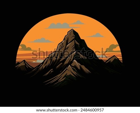 mountain logo design, with solid colors, suitable for t-shirt designs