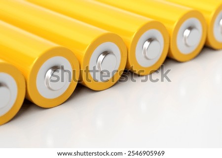 Similar – Image, Stock Photo Several new alkaline batteries in one size in rows