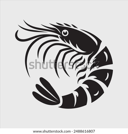 Shrimp silhouette vector illustration art. Black Shrimp.