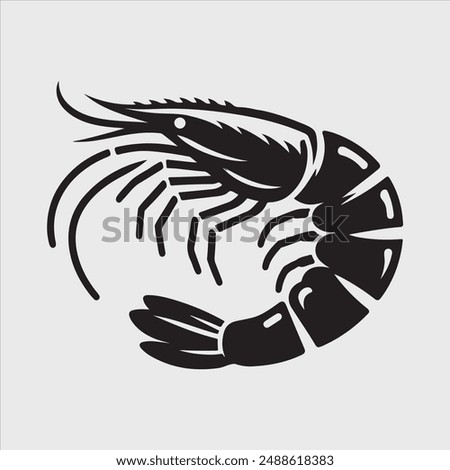 Shrimp silhouette vector illustration. black Shrimp Vector.