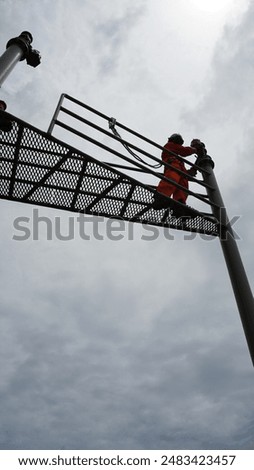 Similar – Image, Stock Photo Lamp before grey sky