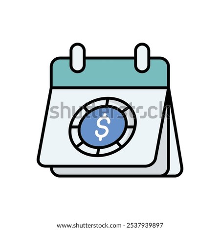 Calendar With Dollar Sign icon isolated on a white background. Vector illustration.