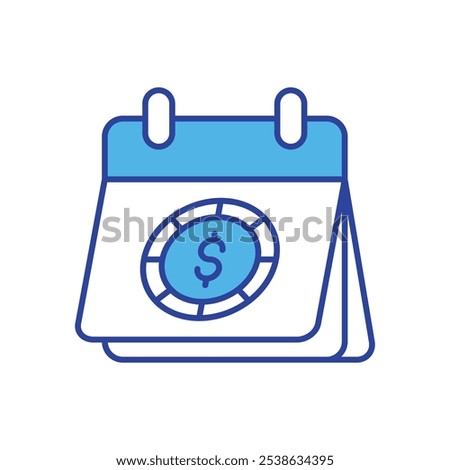 Calendar With Dollar Sign icon isolated on a white background. Vector illustration.