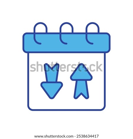 Calendar With Arrow Updown icon isolated on a white background. Vector illustration.