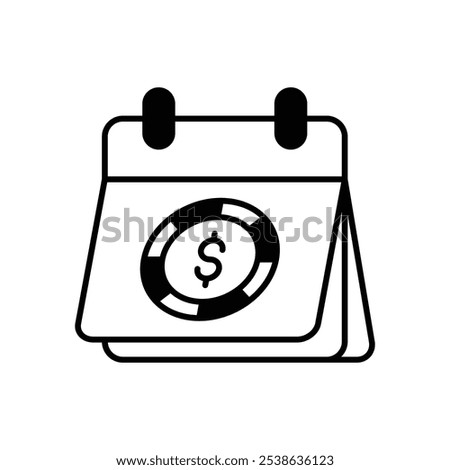 Calendar With Dollar Sign icon isolated on a white background. Vector illustration.