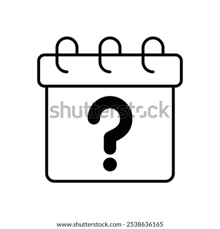 Calendar With Question Mark icon isolated on a white background. Vector illustration.