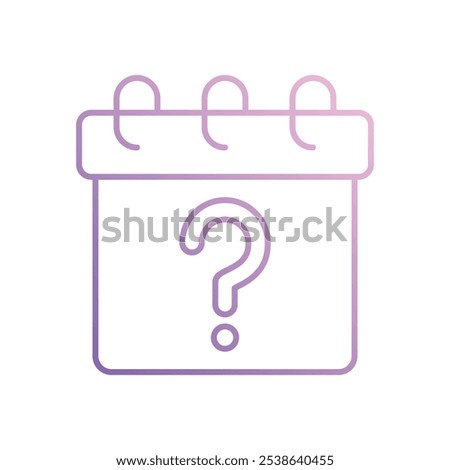 Calendar With Question Mark icon isolated on a white background. Vector illustration.