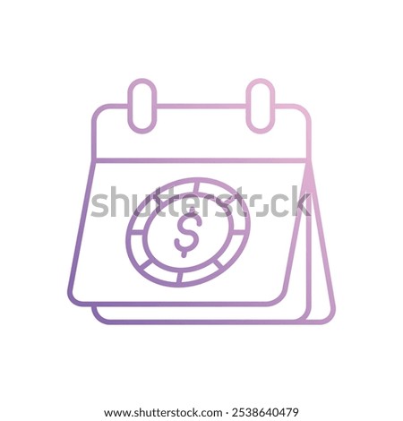 Calendar With Dollar Sign icon isolated on a white background. Vector illustration.