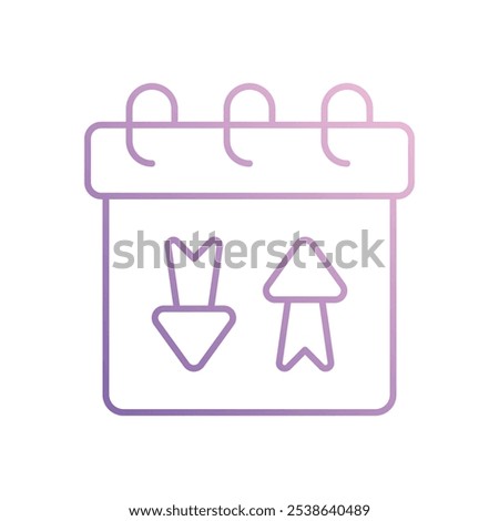 Calendar With Arrow Updown icon isolated on a white background. Vector illustration.