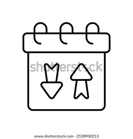 Calendar With Arrow Updown icon isolated on a white background. Vector illustration.