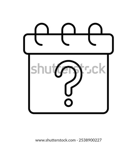 Calendar With Question Mark icon isolated on a white background. Vector illustration.