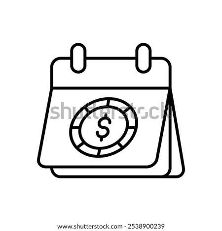 Calendar With Dollar Sign icon isolated on a white background. Vector illustration.