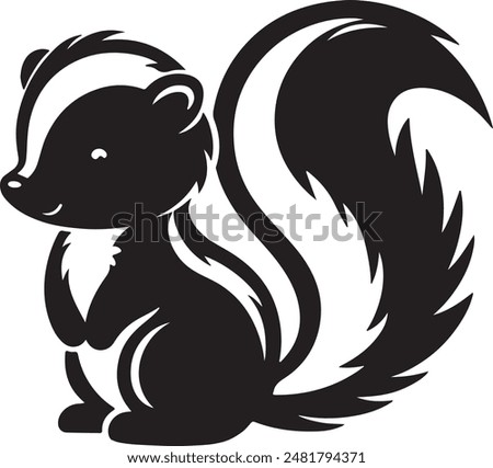 Vector silhouette art illustration of a cute Skunk