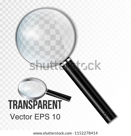 Realistic magnifying glass Isolated on a transparent background. Magnifying tool for research and search for your design. Vector Illustration