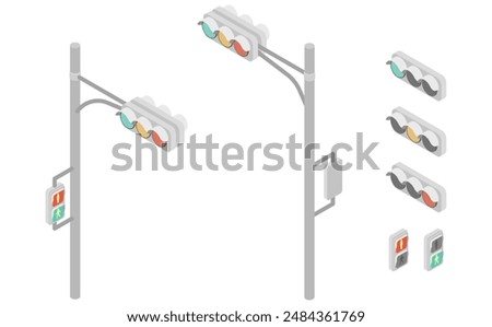 Isometric illustration: Japanese traffic light