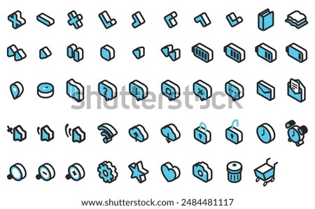 Blue isometric icon set (right)