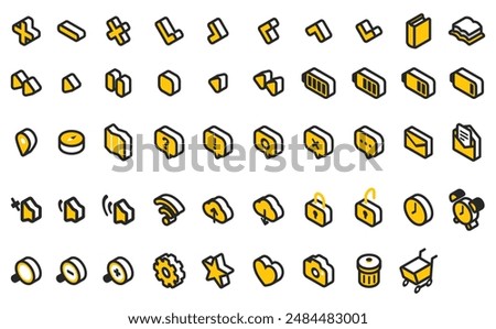 Yellow isometric icon set right