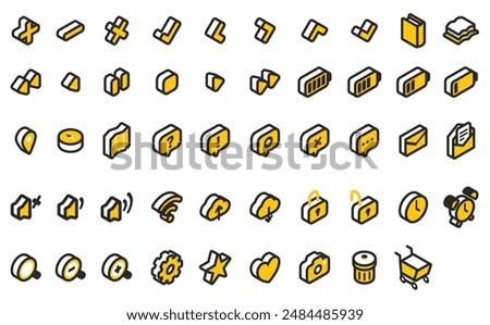 Isometric icon set (yellow) right