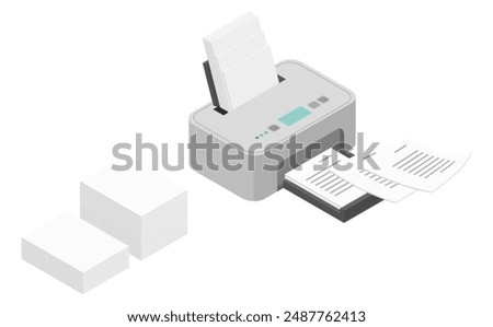 Isometric illustration: home inkjet printer