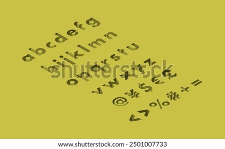 Isometric illustration: hole small font left set (yellow)