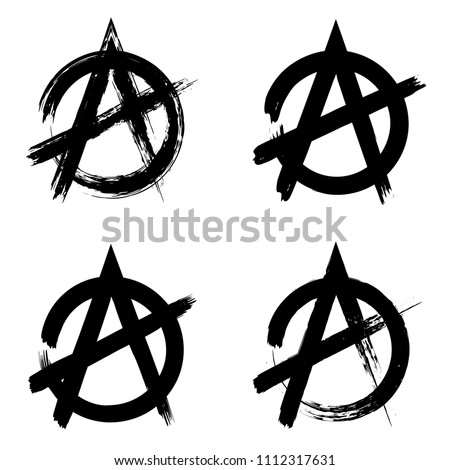Anarchy brush symbol. Anarchy grunge style. Anarchy ink icon.