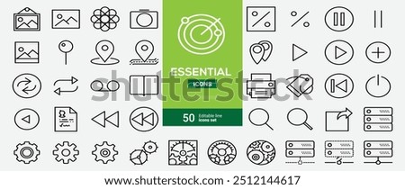 General icon set. Essential UI Icons Set in Filled Style. The set consists of essential and commonly-used icons that every UI designer needs.