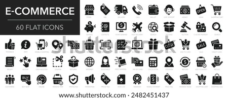 E-commerce Icon Set Outline Strokes. Online shopping, Cart, and Delivery Icons. Minimal Icons Designed for web, mobile, and presentation.