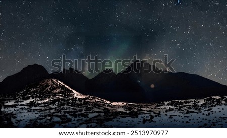 Similar – Image, Stock Photo Mountains landscape under milky way sky